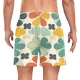 thumbnail image 2 of FORMRS Mens Swim Trunks Mesh Liner Quick Dry Casual Beach Board Shorts with Pockets, Sizes S-2XL, Beige Clover Pattern, 2 of 9