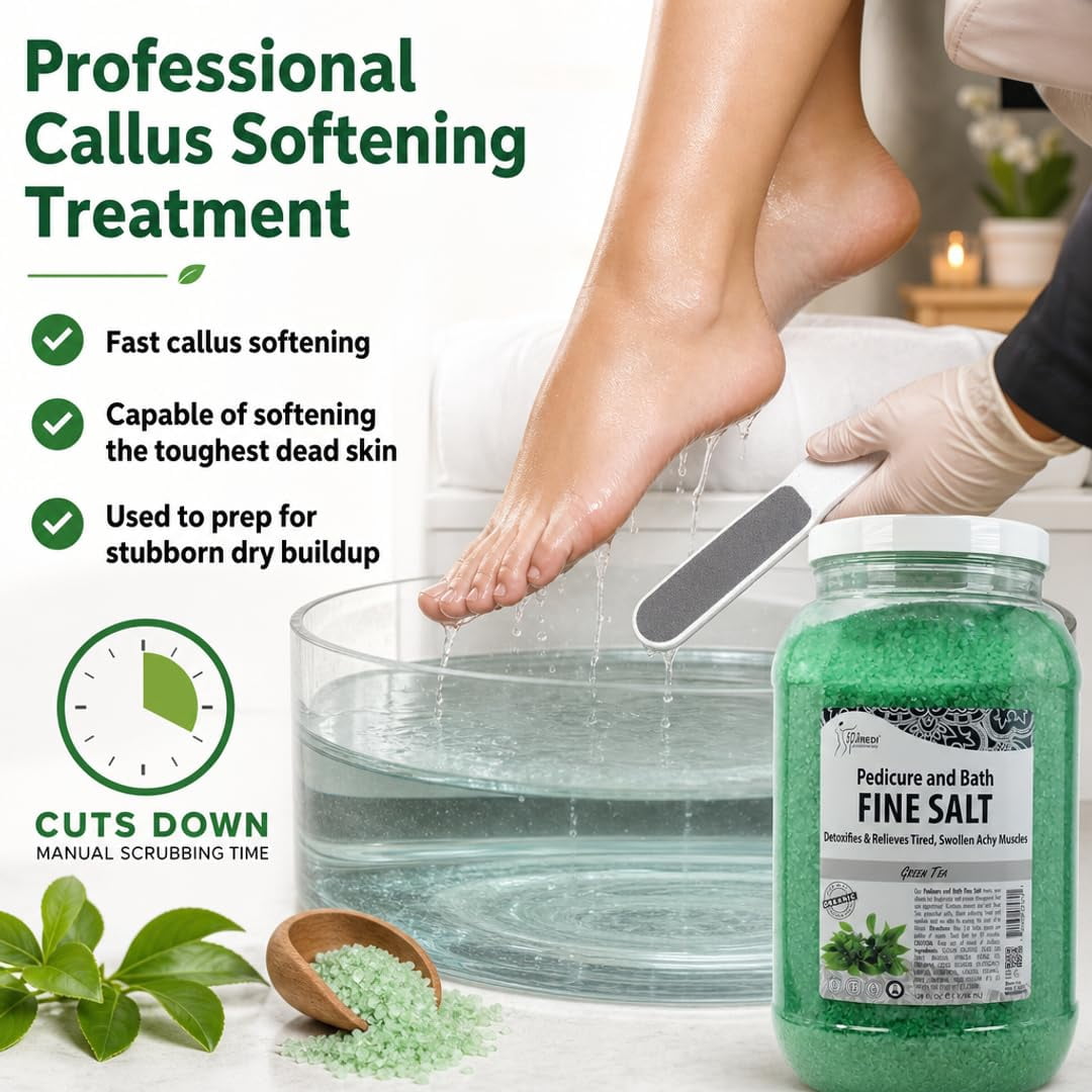 SPA REDI - Detox Foot Soak Pedicure and Bath Fine Salt, Green Tea, 128 Oz - Made with Dead Sea Salts, Argan Oil, Coconut Oil, and Essential Oil - Hydrates, Softens and Moisturizes