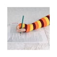 thumbnail image 3 of Guantes sin dedos para mujer INSPIRE CHIC, calentadores de brazo de punto, hasta el codo, color marrón, naranja y amarillo, 3 of 5