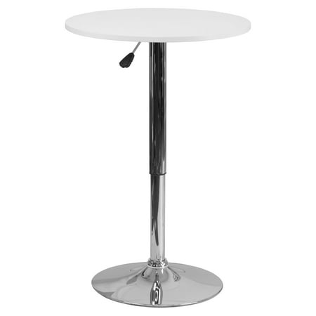 23.75'' Round Adjustable Height White Wood Table (Adjustable Range 26.25'' - 35.75'')