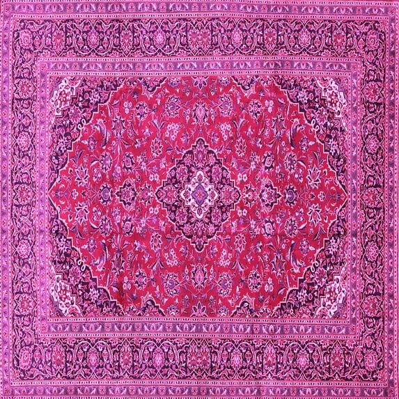 Ahgly Company Indoor Square Medallion Pink Traditional Area Rugs, 6' Square