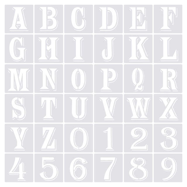 Unique Bargains 2.4 Inch Letter Number Stencils 3' Width Alphabet Numbers Templates Set Shadow, White 36 Pack