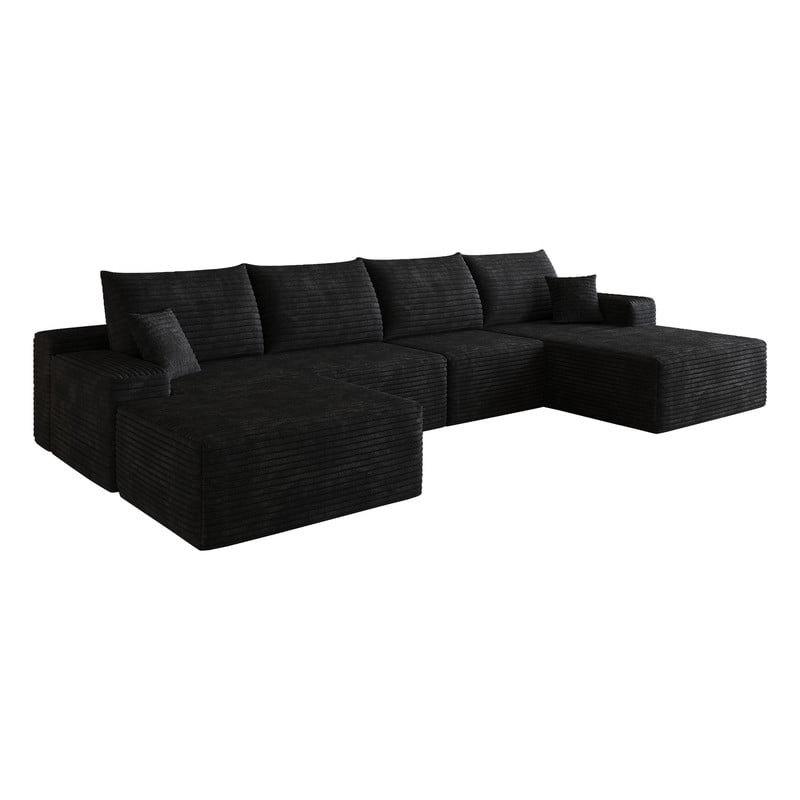 135" Cloud Sectional Sofa with Ottoman, U Shaped Modular Sectional Couch, Modern Minimalist Deep Seat Upholstered Sofa with Chaise, Plush Corduroy Fabric Living Room Sofa Set, No Assembly Required