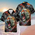 thumbnail image 4 of Camisas con estampado de tigre dominante para hombres, ropa punk, blusas con estampado 3D de animales y gatos, blusas hawaianas con solapa y botones, 4 of 5