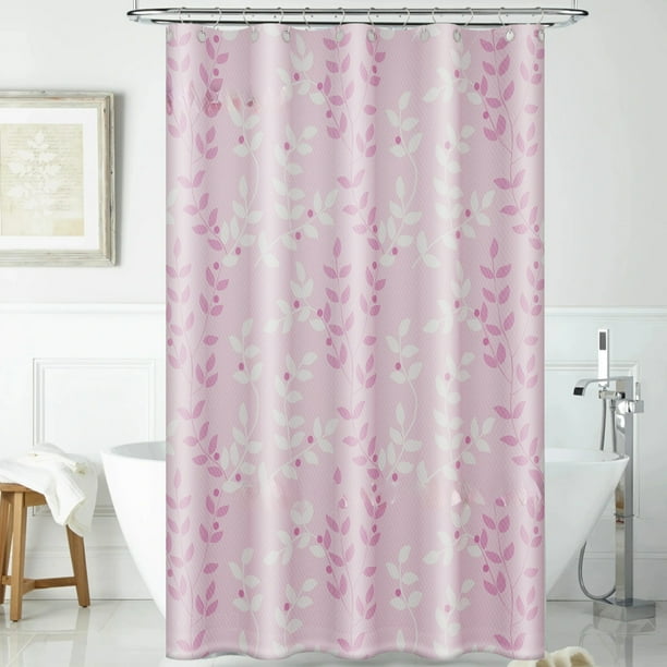 Cortina de ducha de poliéster con estampado de hojas, repelente al agua y suave, ideal para baños y aseos.