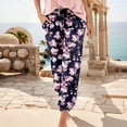 thumbnail image 5 of SONXAHE Women's Floral Print Jogger Pants Soft Cut Spring Daily Stroll Trousers, 5 of 6
