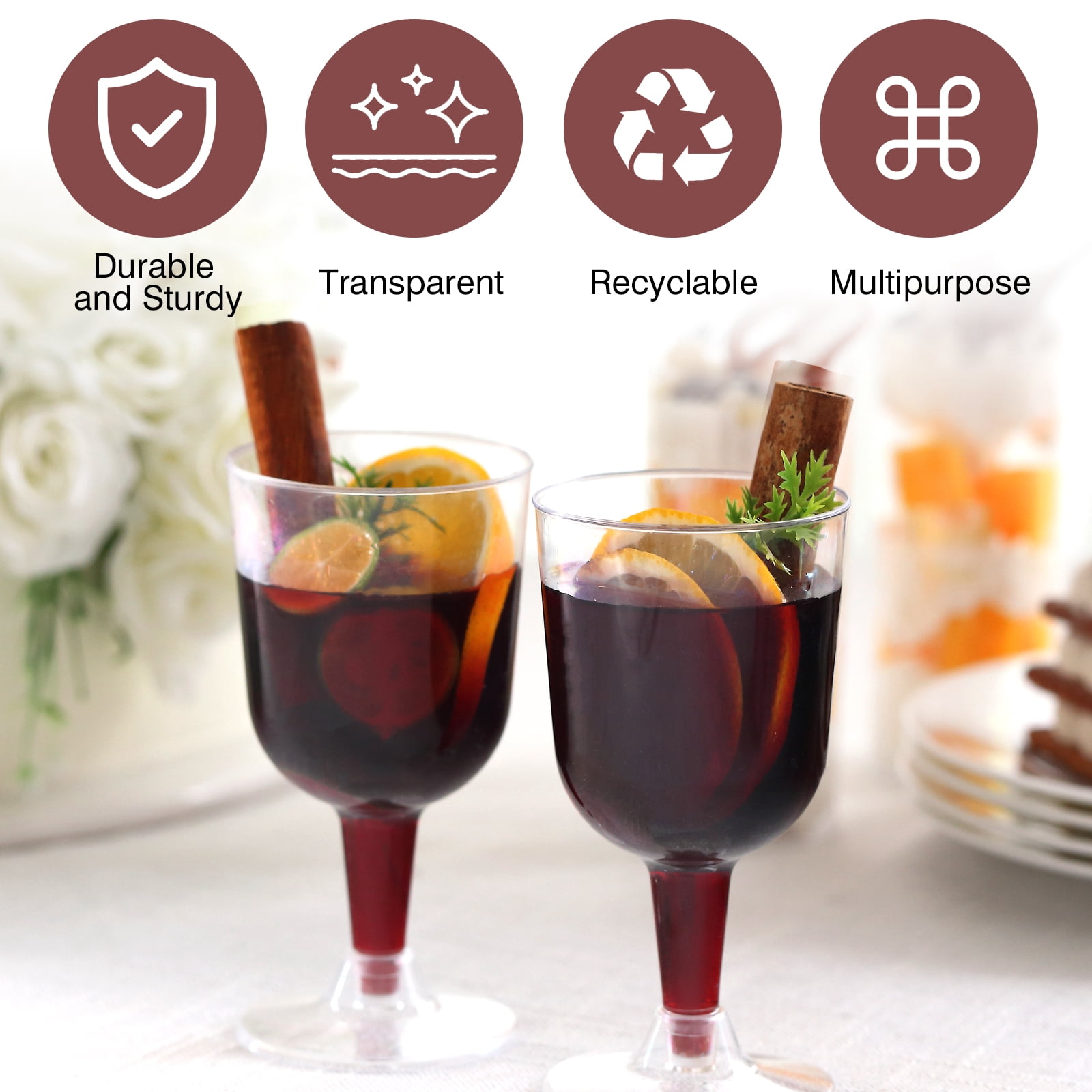 Wedding Party PLASTIC WINE CHAMPAGNE FLUTES DISPOSABLE GLASSES