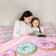 thumbnail image 2 of jejeloiu Kawaii Colorful Doughnut Full Size Comforter Sets,Sweet Dessert Theme Bedding Sets For Girls Kids Reversible 3-Piece, 2 of 8