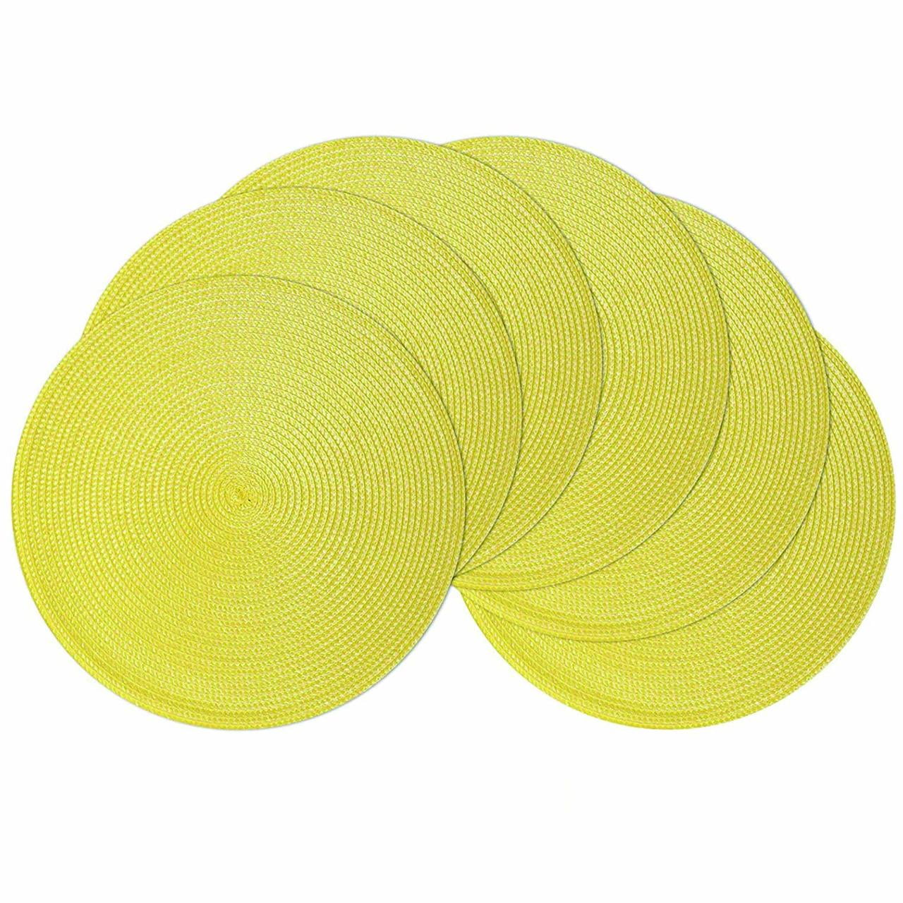 Yellow Placemats Set of 6 Table Mats for Dining Tables Woven Washable