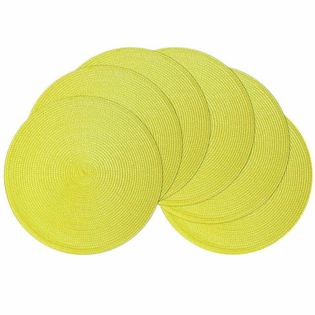 Yellow Placemats Set of 6 Table Mats for Dining Tables Woven Washable