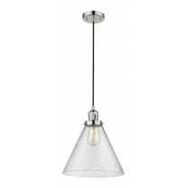 Innovations Lighting  Franklin Restoration Cone - 1 Light 12" Cord Hung Mini Pendant Polished Nickel/Seedy