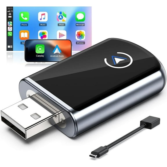 Carlikeit 2025 Upgraded 2-in-1 Wireless CarPlay & Android Auto Adapter, Fast Auto-Connect Wired to Wireless, 5.8GHz WiFi Plug & Play, No Delay, Compatible with iPhone iOS 10 & Android 11