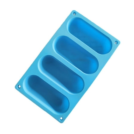 

GILIGEGE Ice Cube Mold Hot Dog Bun Pan Silicone Hot Dog Bun Non Stick Heat Baking Pan Bread Kitchen Tool