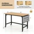thumbnail image 3 of Costway 2 PCS Rolling Computer Desk Metal Frame PC Laptop Table Wood Top Study Workstation, 3 of 9