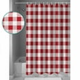 thumbnail image 4 of Farmhouse Red Plaid Waterproof Fabric Shower Curtain, Rustic Red White Checkered Shower Curtain for Bathroom Curtains Bathtubs Hotel Washable Shower Curtains with 12 Hooks Standard 72x72, 4 of 6