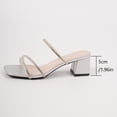 thumbnail image 4 of Gpaecead Women's Rhinestone Fine Strap Chunky Heel Slides Open Toe Sparkling Dressy Summer Party Shoes, B-Silver, 4 of 8