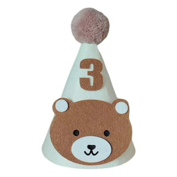 Acahhotxx Birthday Hat, Adorable Bear Themed Birthday Hat for , Soft & Comfortable Baby Party Headwear with Chin Belt & 1-9 Number