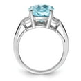 thumbnail image 2 of 925 Sterling Silver Light Swiss Blue Topaz and Diamond Ring Size 8 2mm Wide Ring for Women, 2 of 6