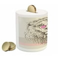 thumbnail image 2 of Animal Piggy Bank, Magestic Lion Head Hipster Style Glasses Sketch Print Image, Ceramic Coin Bank Money Box for Cash Saving, 3.6" X 3.2", Pale Blue Pale Pink, by Ambesonne, 2 of 4