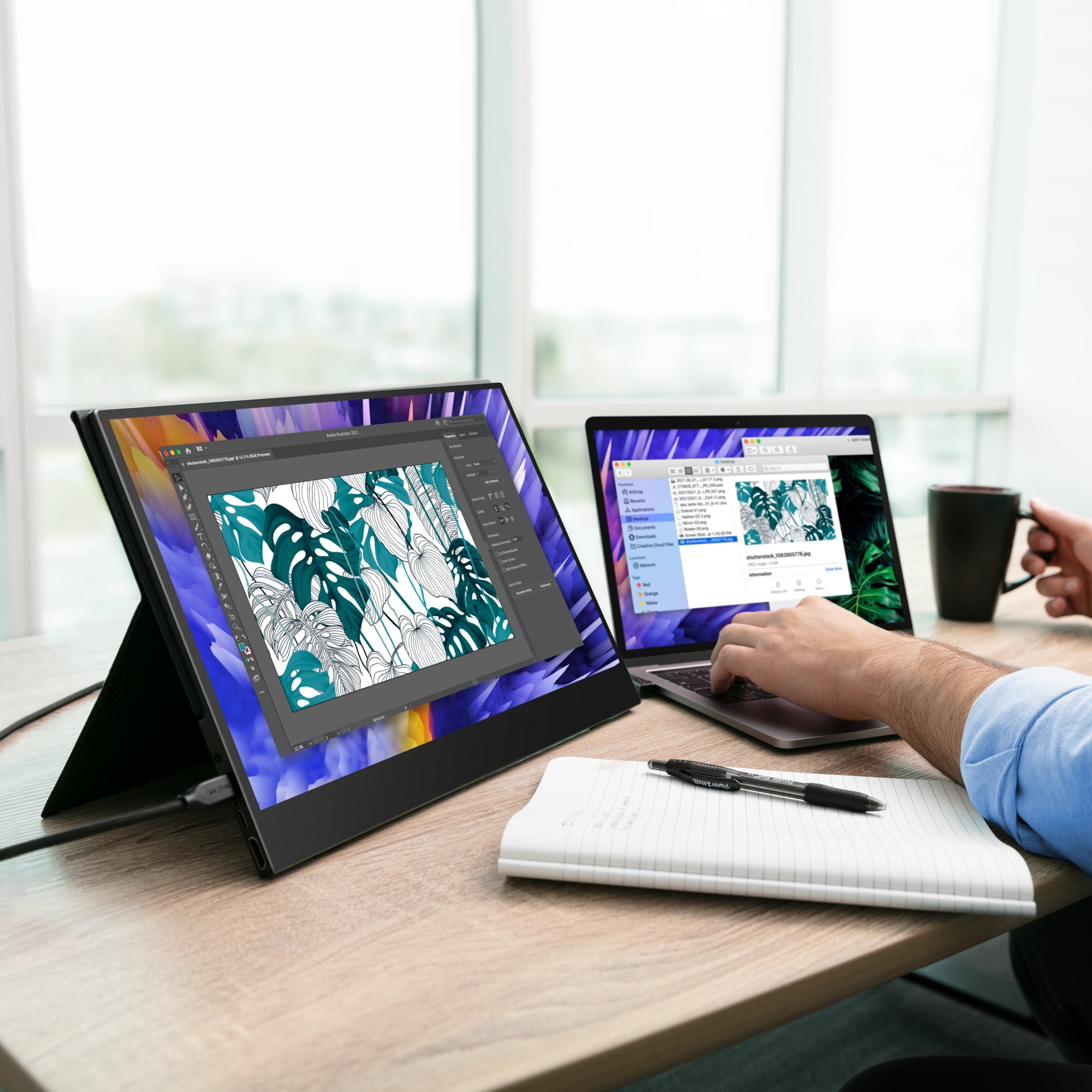 SideTrak Solo Portable Monitor Freestanding Touchscreen 17" FHD 1080P LED IPS Screen with Kickstand |Compatible with Mac, PC, Chrome | Powered by USB-C or Mini HDMI | Built-in Speakers & HDR Mode