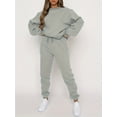 thumbnail image 1 of Solid Two-piece Set Long Sleeve Tops & Drawstring Jogger Pants Women's Clothing, 1 of 8