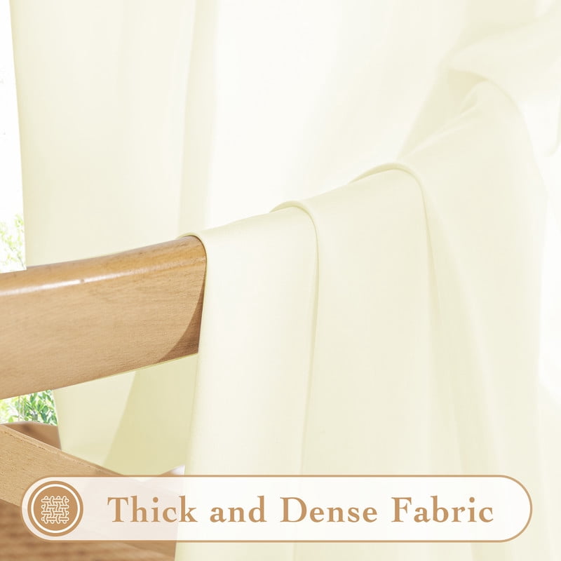 NICETOWN Sheer Privacy Curtains for Bedroom, Beige Back Tab Sheer Curtains Light Filtering Non-See-Through Sheer Curtains, 52"x90", 2 Panels