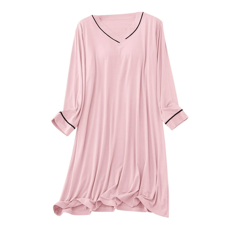 Sakmal Lightweight Womens Moomoo Nightgown Stretchy Modal Pink