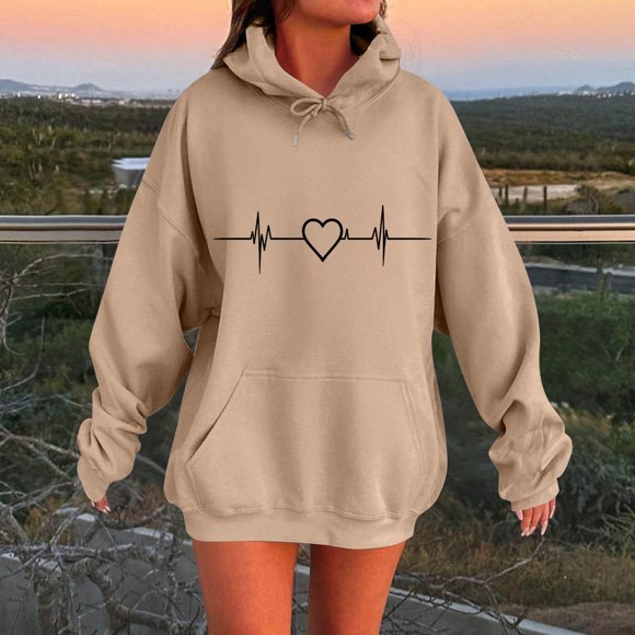 ZMFXJPE Sweat Shirt for Women Sweatshirts Hoodies Womens Fleece Hoodies Sweat Shirt Women's Lightweight Hoodies(Khaki,XL)