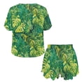thumbnail image 5 of Yuyamidu Tropical Palm Leaves Pajamas 2 Piece Lounge Sets Matching Outfits Short Sleeve Top and Shorts Summer Ladies Pjs Sets with Pockets, Green, 5 of 7