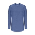 thumbnail image 5 of EchfiProm Womens Light Blue Shirts Tunic Winter Tops Crew Neck Blouse Relaxed Fit Solid for Women Long Sleeve, 5 of 7