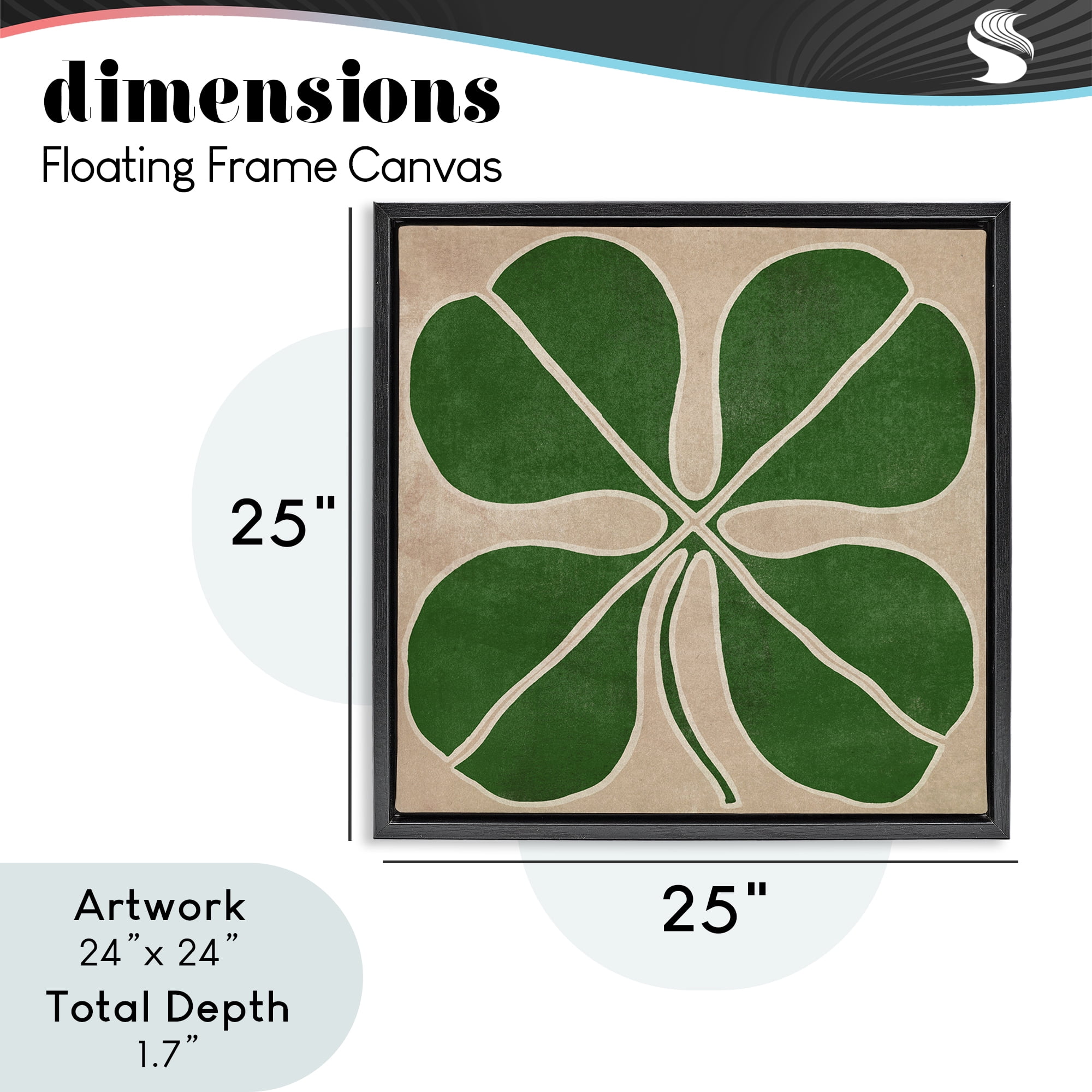 Four Leaf Symmetry Black Framed Floater Canvas Wall Art, design by June Erica Vess