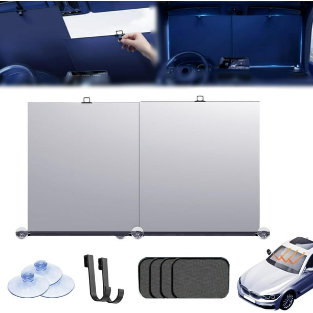 Parasol retráctil automático para coche, nuevo parasol retráctil para parabrisas 2024, parasol para parabrisas para protección contra rayos UV y calor, parasol retráctil para parabrisas de coche