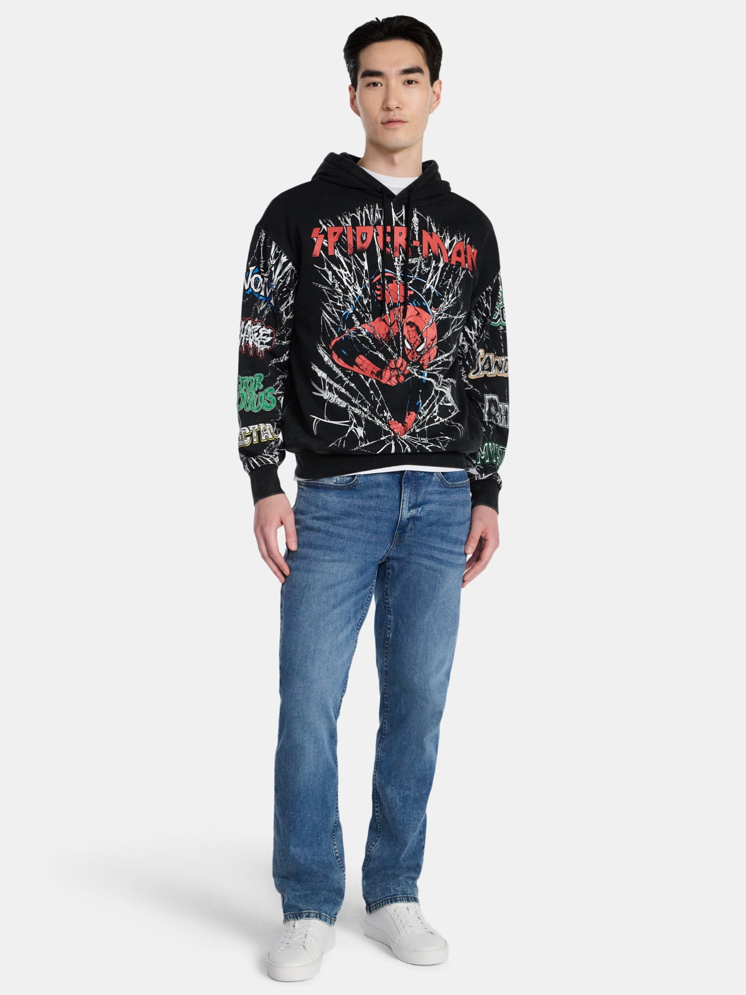 Marvel Spider-Man Men's and Big Men's Washed Knit Hoodie, Sizes S-3XL