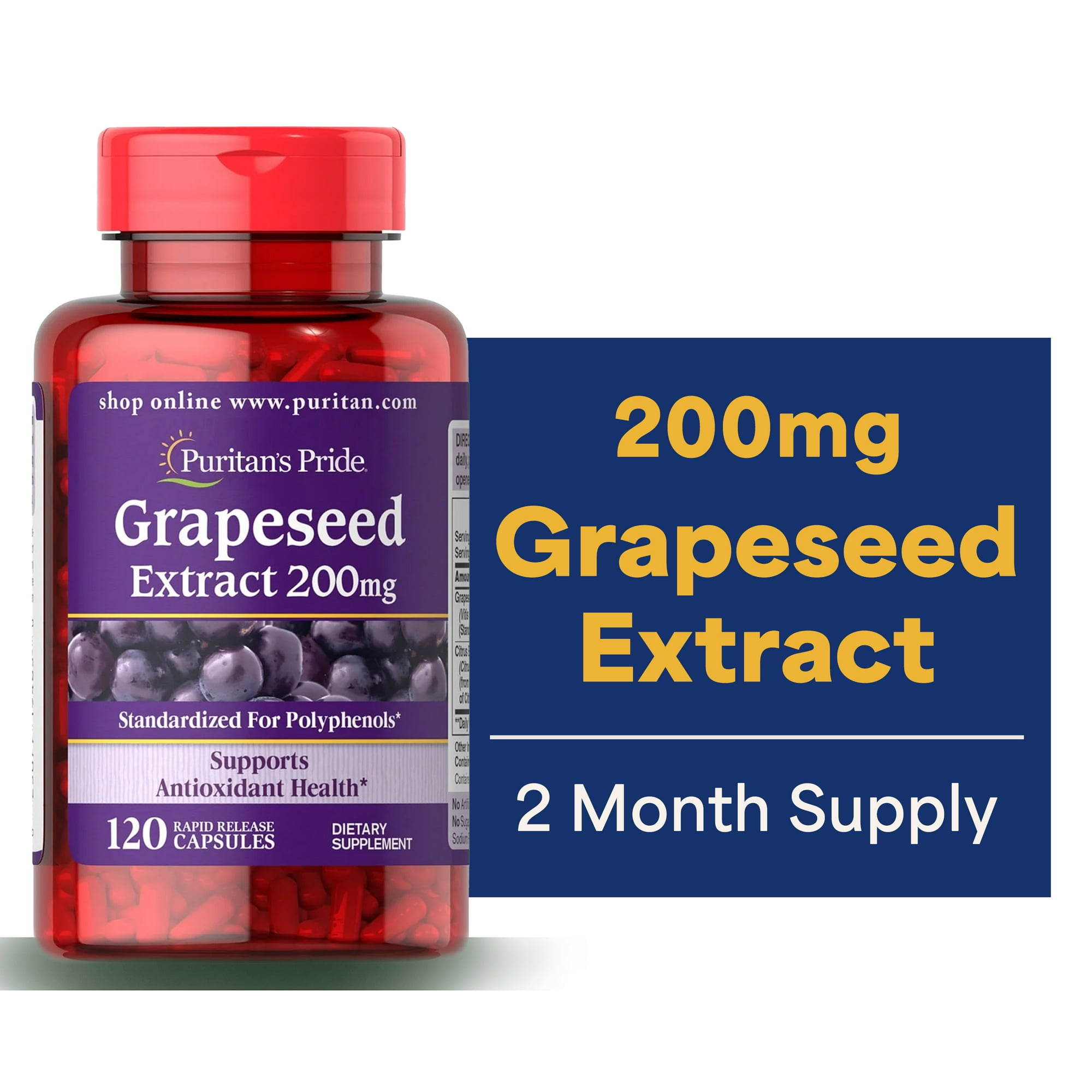 Puritan's Pride Grapeseed Extract 200 mg-120 Capsules