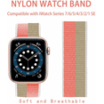 thumbnail image 2 of Nylon Watch Band Compatible with Apple Watch 7 Bands 44mm 41mm 45mm Replacement for iWatch Series SE/6/5/4/3/2/1, Adjustable Elastic Breathable Straps Wristband Accessories, Pink Pomelo Tan, 2 of 5