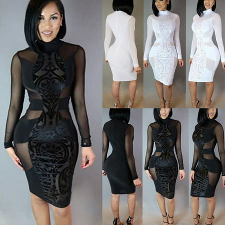 Women Bandage Bodycon Long Sleeve Evening Sexy Party Cocktail Mini Dress