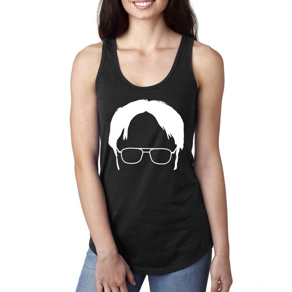 Wild Bobby, Office Dwight Glasses Face Silhouette Funny Schrute, Pop Culture, Women Racerback Tank Top, Black, Small