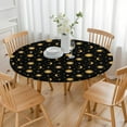 thumbnail image 3 of Black Sun Moon Star Pattern Round Fitted Tablecloth with Elastic Edge,Dining Table Cover Waterproof,Outdoor Round Tablecloth for Camping,Dining,Indoor and Outdoor, 3 of 7