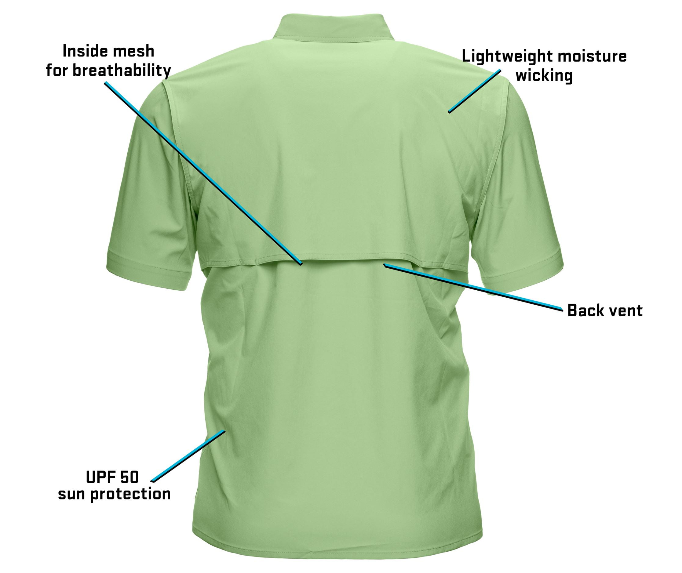 Whitewater Lightweight Moisture Wicking Short Sleeve Fishing Shirt with UPF  50 (Reef, Small)