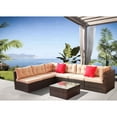 thumbnail image 6 of Patio Furniture Set Pe Rattan Sectional Garden Furniture Corner Sofa Set (7 Pieces, Shallow Browncushion), 6 of 9