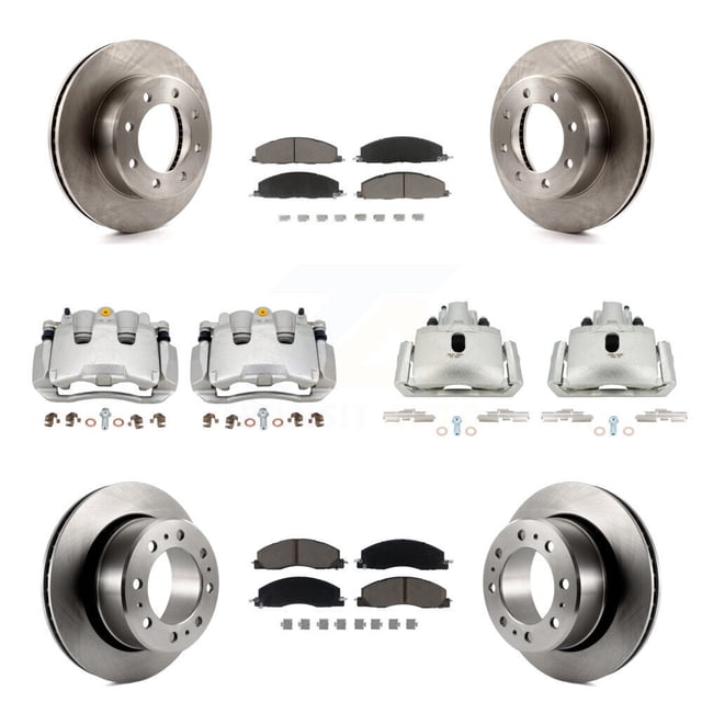 CMX Front Rear Disc Brake Caliper Rotors and Ceramic Pads Kit (10Pc) for Car 2012 Ram 1500 with 8 Lug Wheels KC8-101142C