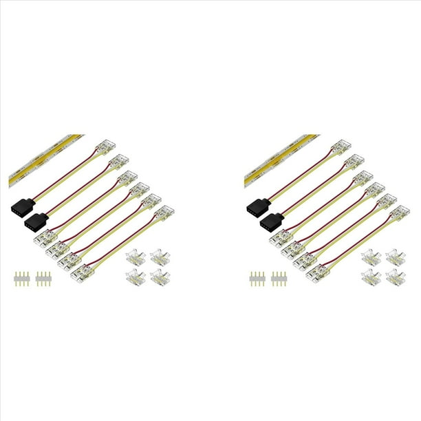 2Conjunto Conectores de 10 mm para CCT Tunable COB LED Strip Light Kit de ConexióN de ExtensióN de Terminal Sin Soldadura de 3 Pines