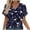 Navy, variant on Spring Summer Casual Loose Printed Dolman Sleeve Short Sleeve V-Neck Blouse for Women, Cozy Going Out Top Red, S