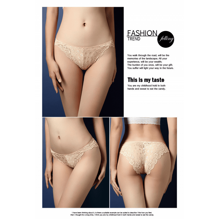 Rush Womens Sexy Underwear Lace Panties High Waisted Plus Size Ladies Brief  for Women-Bean Paste-L S1146 