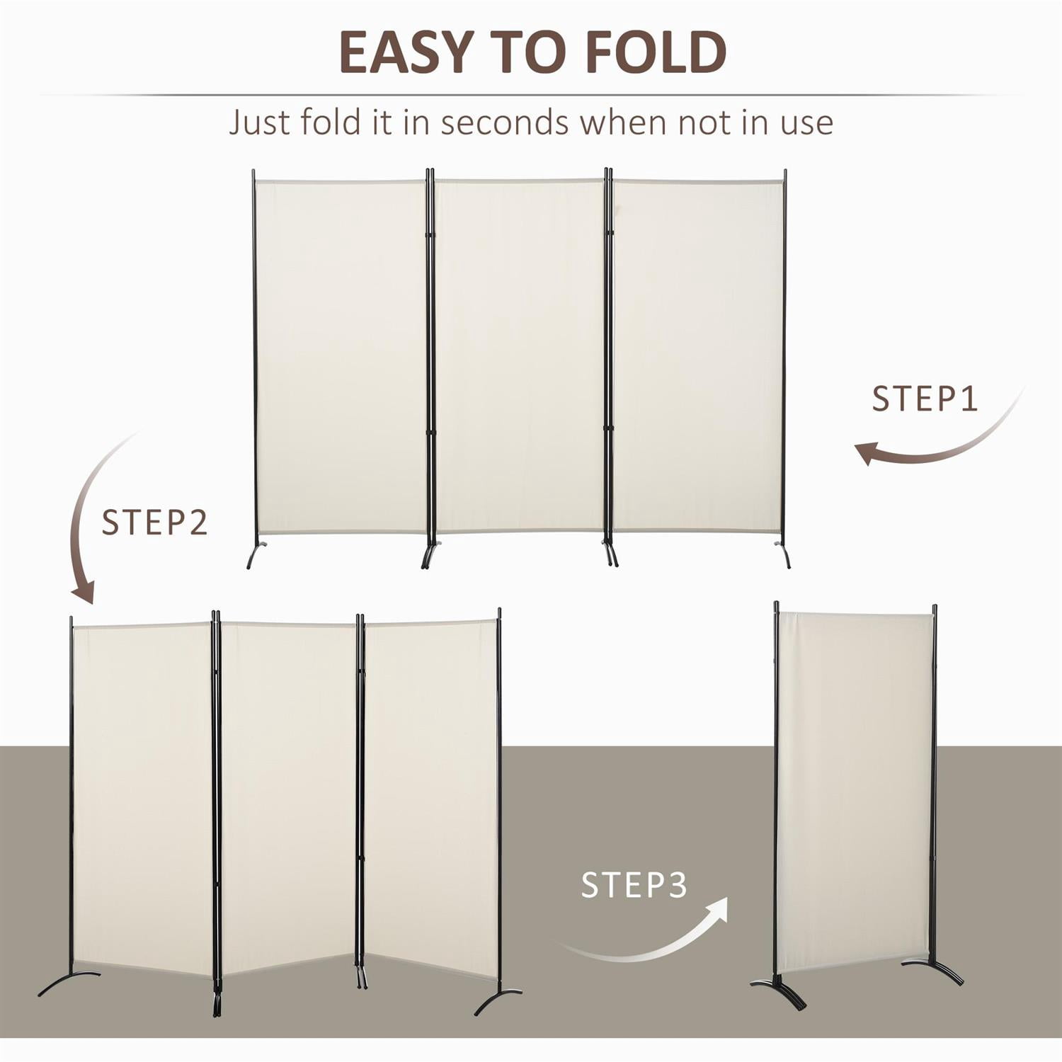 Demi Bonn 3 Panel Room Divider, 6' Indoor Privacy Screen for Home, Beige