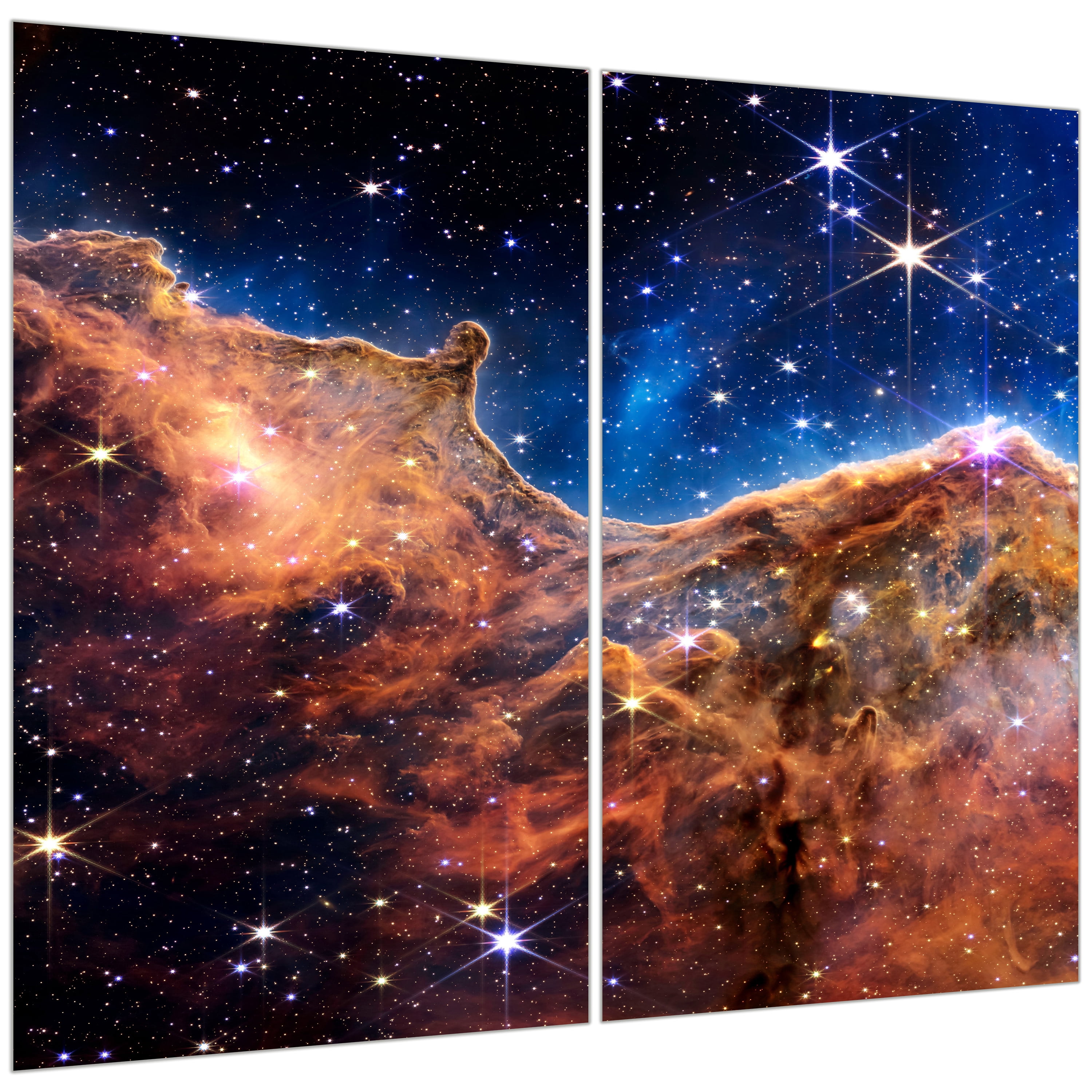 "Mountains of the Carina Nebula A & B" Frameless Reverse Printed Tempered Art Glass Wall Art