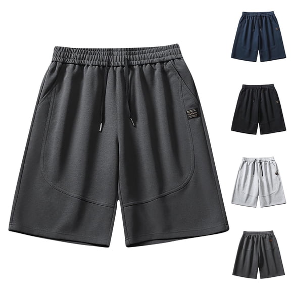 FRSASU Men's Workout Sweat Shorts Elastic Waist Drawstring 6'' Inseam Casual Gym Athletic Shorts with Pockets (M-4XL) Navy