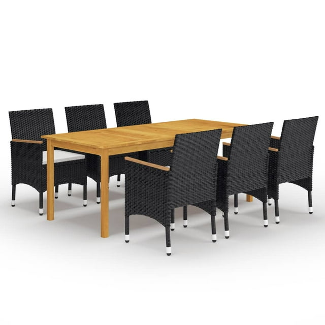 vidaXL 7 Piece Garden Dining Set Black
