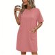 thumbnail image 2 of Mujeres Manga Corta Tops Impresión Casual Cuello Redondo Vendaje Vestido Falda de las Señoras, Vestido de Manga Corta para las Mujeres, 2 of 6