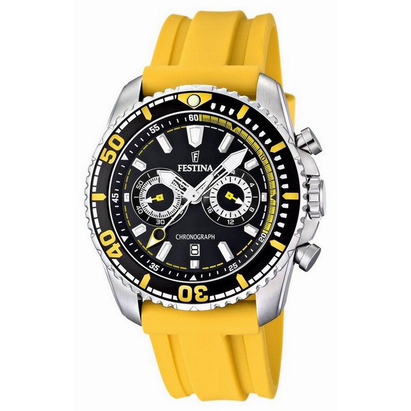 Festina - FESTINA F165741 Men's Yellow Rubber Band With Black Analog
